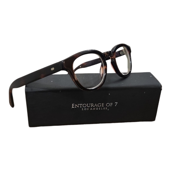 Entourage of 7 Men's Eyeglass Frames, Black Tortoise - Picture 3 of 8